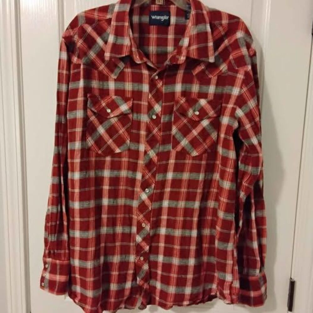 Men's Wrangler long-sleeved, pearl snap western shirt, Size XXL (J-76)